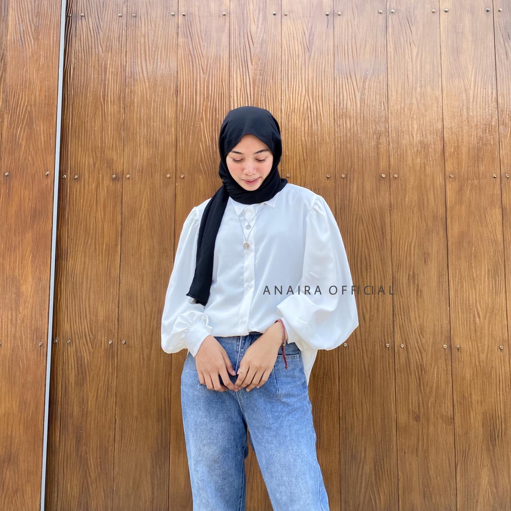 ANAIRAOFFICIAL KEMEJA WANITA PUFFY SHIRT BAJU LEBARAN KEMEJA CASUAL BLOUSE WANITA KEMEJA CEWEK