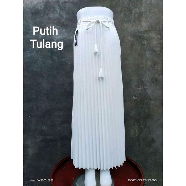 rok plisket premium import kosibo creep-Putih Tulang