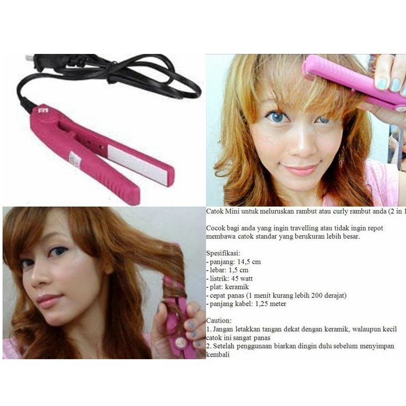 ✿ELYSABETHME✿ Catok mini haidi 2in1 lurus dan curly keriting ceramic awet panas pelurus pengriting rambut