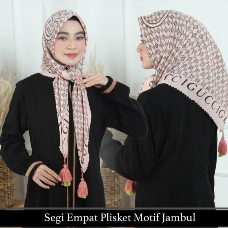 KERUDUNG SEGIEMPAT PLISKET MOTIF GUCCI/HIJAB SEGIEMPAT PLISKET MOTIF GUCCI