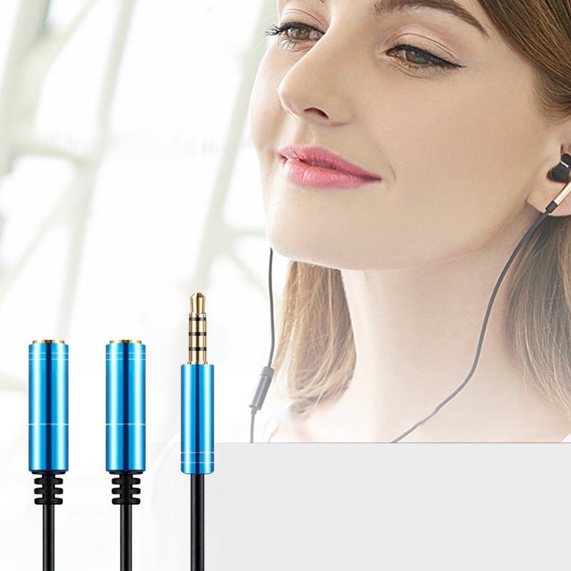 Kabel Adapter Extension Splitter Headphone 3.5mm Bahan Metal Untuk Handphone / Komputer / Speaker
