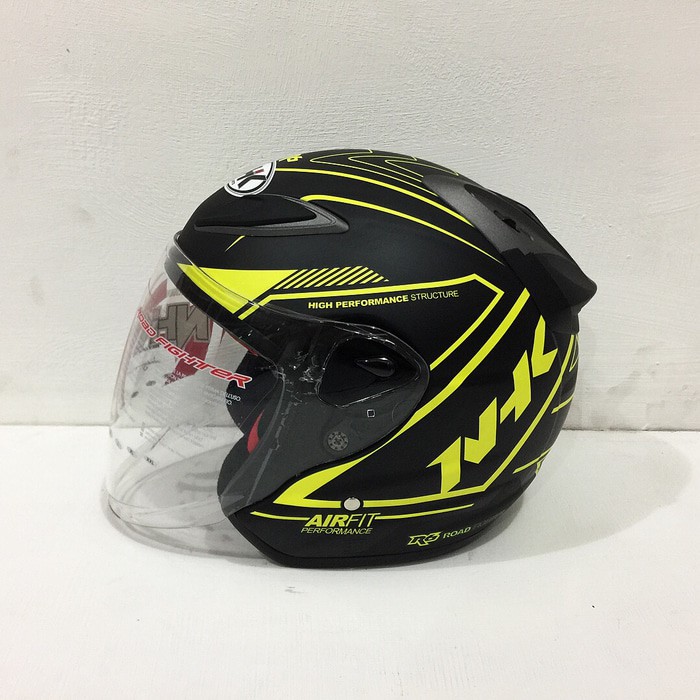 Helm NHK R6 Motif Airfit-R / Airfit Black Yellow Doff Hitam Kuning Dop