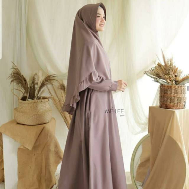 ( Promo) Set Syari Polos Maxmara Lux Anayah Real Pic Haji Umroh Gamis Syari Hijab Syari Bahan Lembut