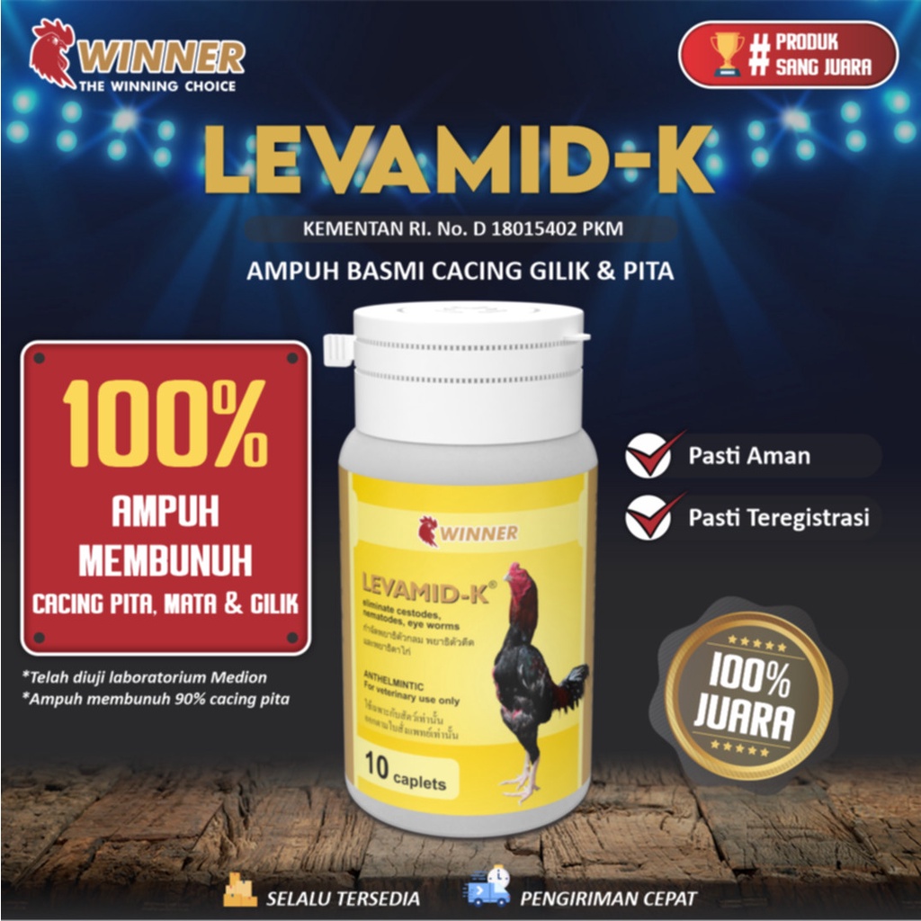 Levamid-K WINNER Medion, Obat cacing ayam adu/laga