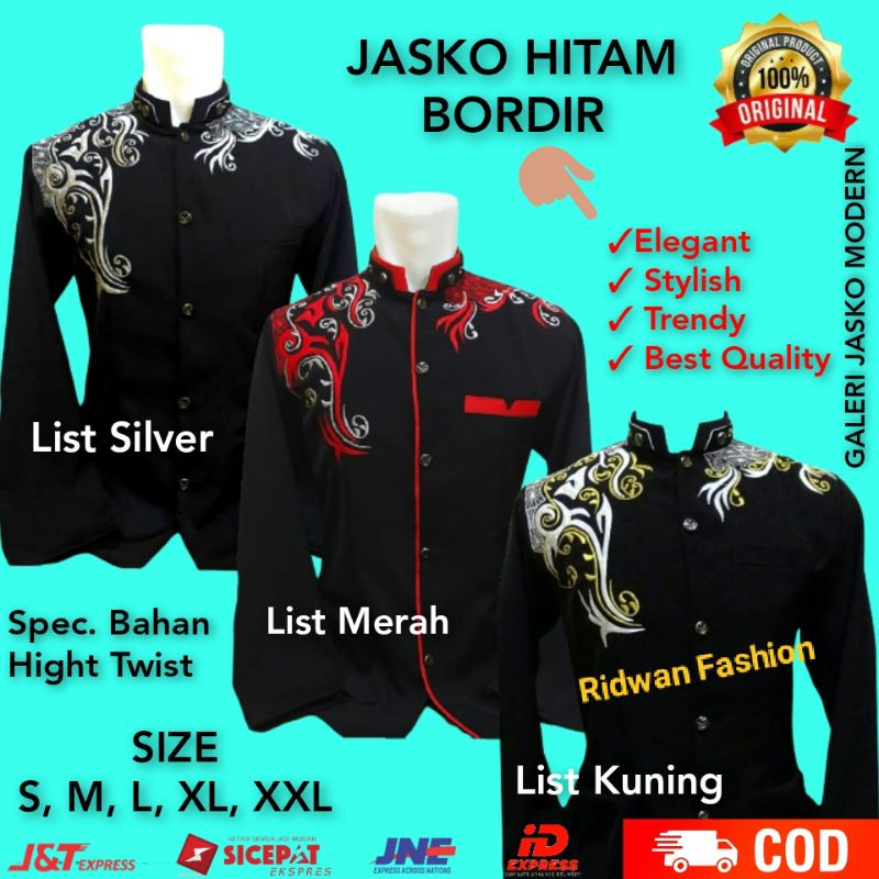 Jasko dewasa  hitam Bordir | Baju Koko hitam Bordir | Koko Pria dewasa | New Jas Koko Hitam dewasa