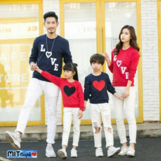 Kaos couple family love lengan panjang - baju keluarga