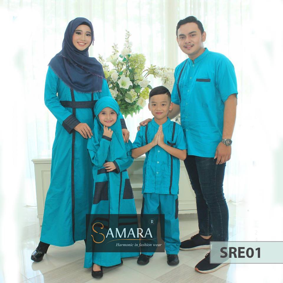 Samara Sarimbit E 01 Toska Gamis  Setelan Keluarga  Muslim 