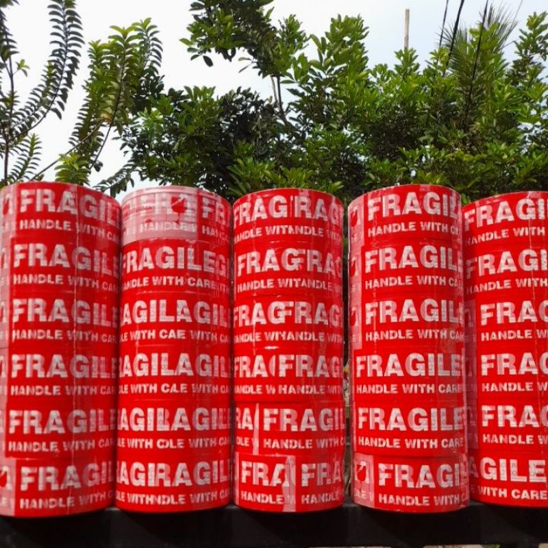 Lakban FRAGILE (Lakban Jangan Dibanting/ Lakban pengaman) Khinko Tape, 1SLOT ISI 6ROLL, 45mm X 90yar BC Termurah dan terlaris
