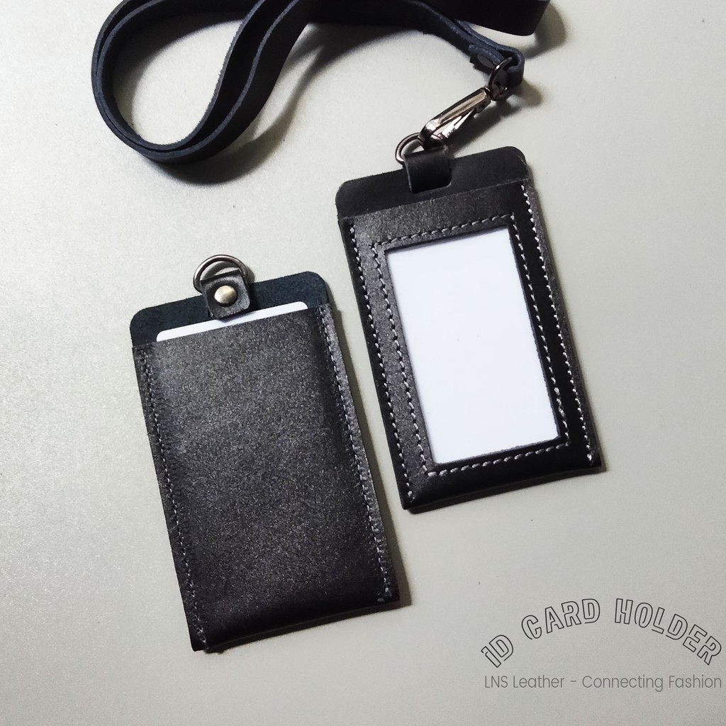 Name Tag ID Card Holder Kulit Model 2022 HITAM