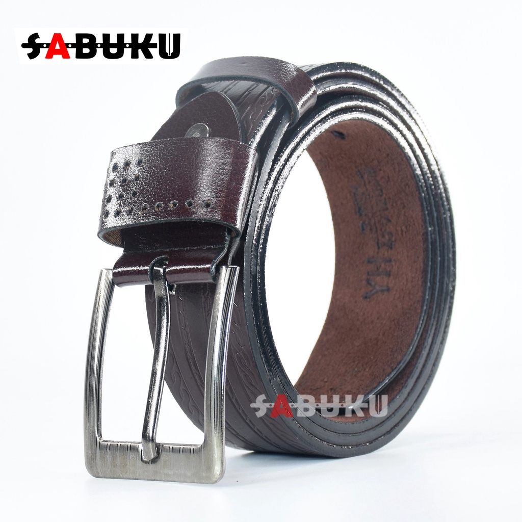 Ikat Pinggang Pria Kulit Imitasi Model Tusuk Jarum Gesper Pria Men Belt - 154