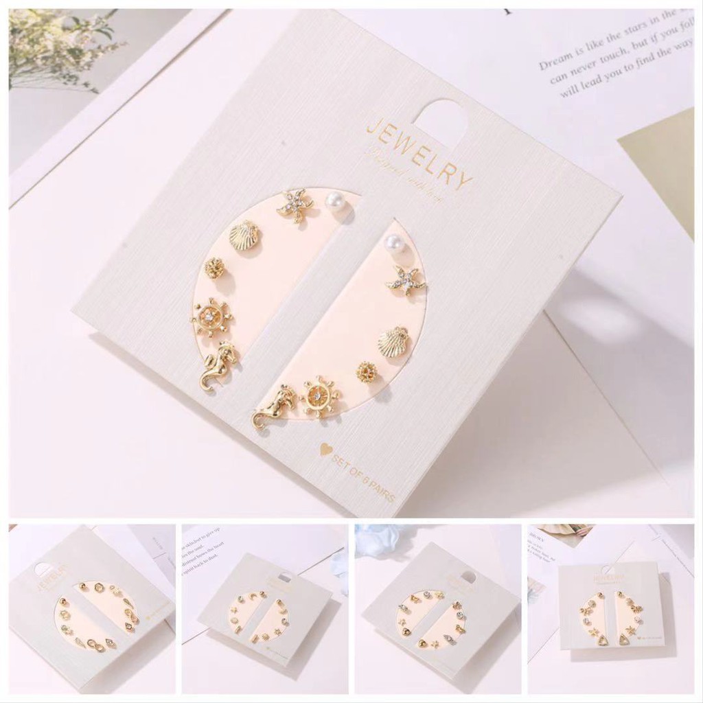 Set Anting Gaya Korea Untuk Wanita / Aksesoris Fashion Anting Set Gaya Korea Import