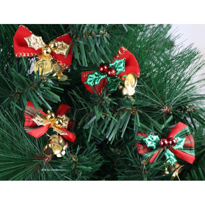 XLD pita bell tartan dekorasi hiasan pohon natal ornamen christmas bow