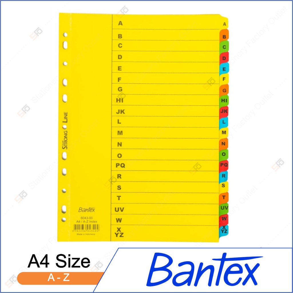 

Divider Index Bantex A4 A-Z - Carton Cardboard Loose Leaf 6043 - SFO Semarang Official