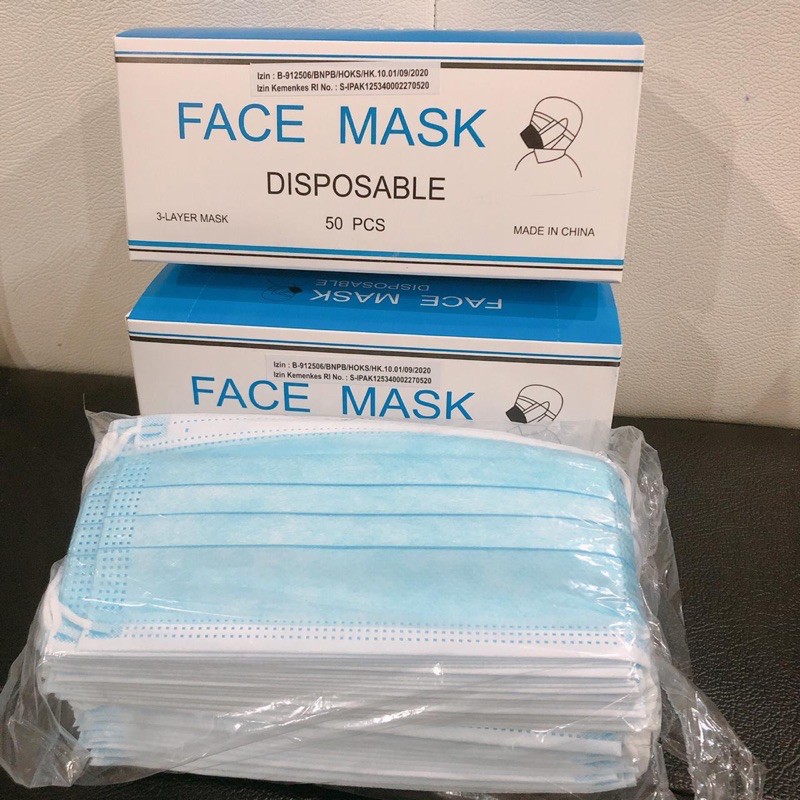 MASKER IMPORT ISI 50PCS 1BOX 3PLY RANDOM MEREK BAHAN SAMA