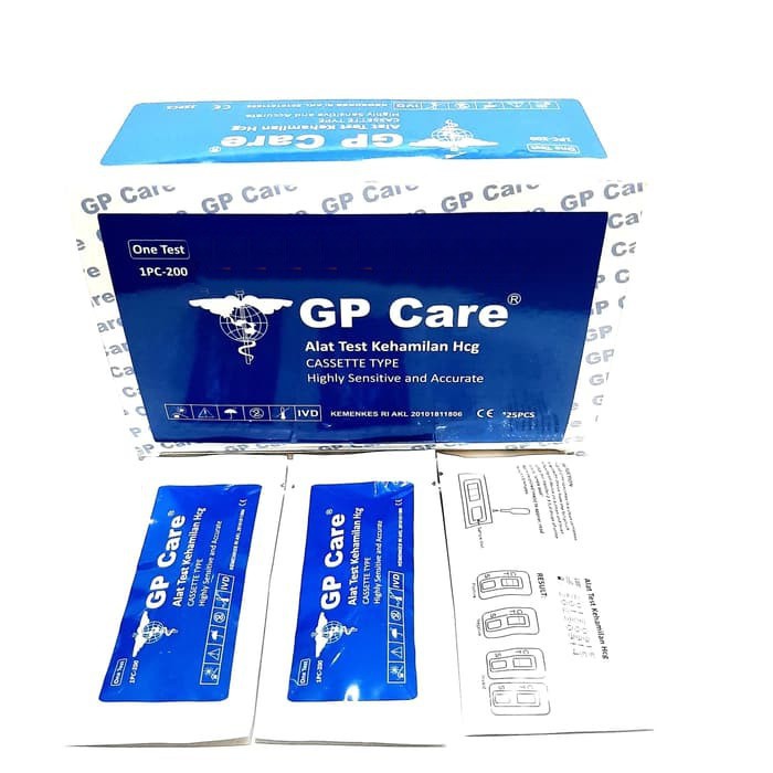 [Biru] 1 Set HCG tetes GP Care Alat Tes Kehamilan Testpack Tespek Cassette Type