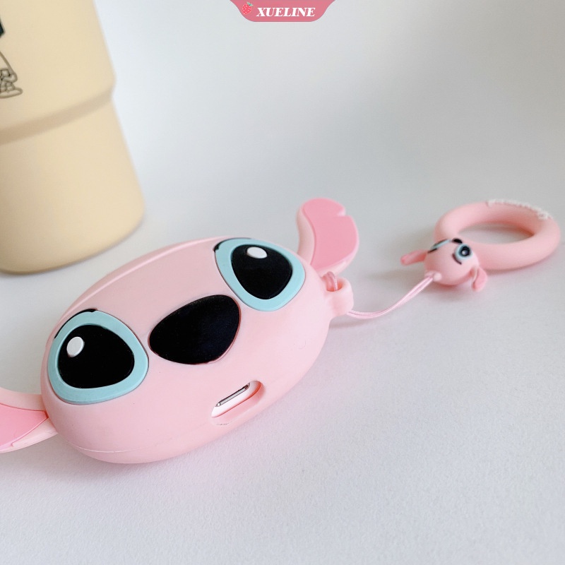 Cover Pelindung Bahan Silikon Motif Kartun Stitch Untuk AirPods 1 2