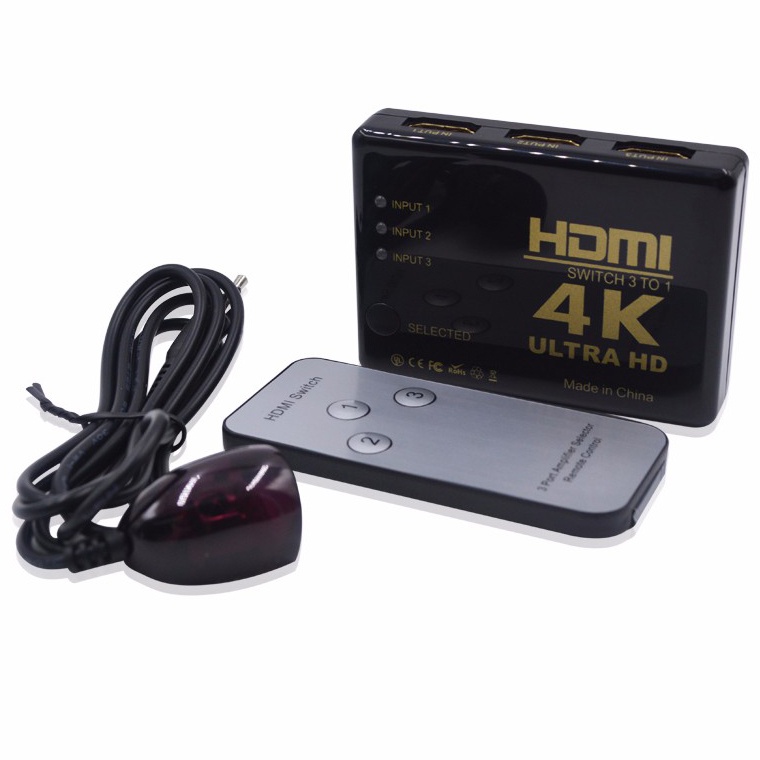 HDMI Switcher 3 Port 4K x 2K Ultra HD + Remote - UH-501 - Black