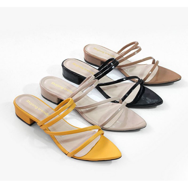sandal heels wanita tinggi 3cm tali lancip