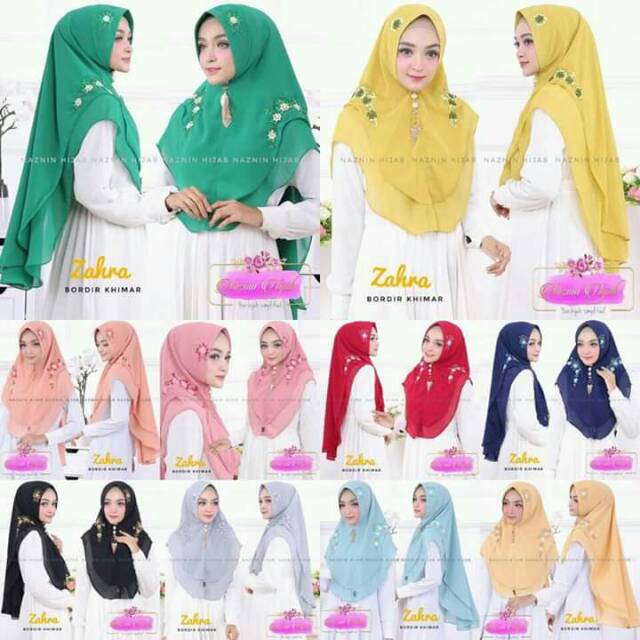 Hijab/Jilbab Instan Khimar Bordir Naznin