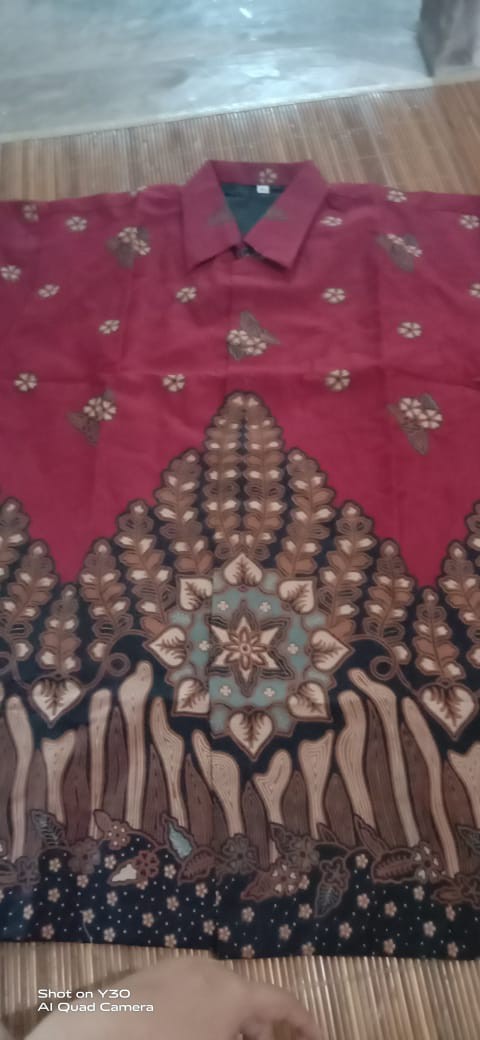 Batik Solo Kemeja Batik Pria Lengan Pendek Lapis Furing Kangen Kamulyan Martowiro Atasan Modern