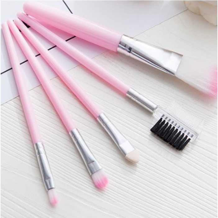 A69 BRUSH KUAS MAKE UP ISI 5pcs warna hitam pink murah termurah viral artist artis bedak foundation blush bronzer alis brow eyebrow eye lip bibir lipstick eyeshadow eyeliner paket paketan pastel cantik murah termurah anak remaja ibu