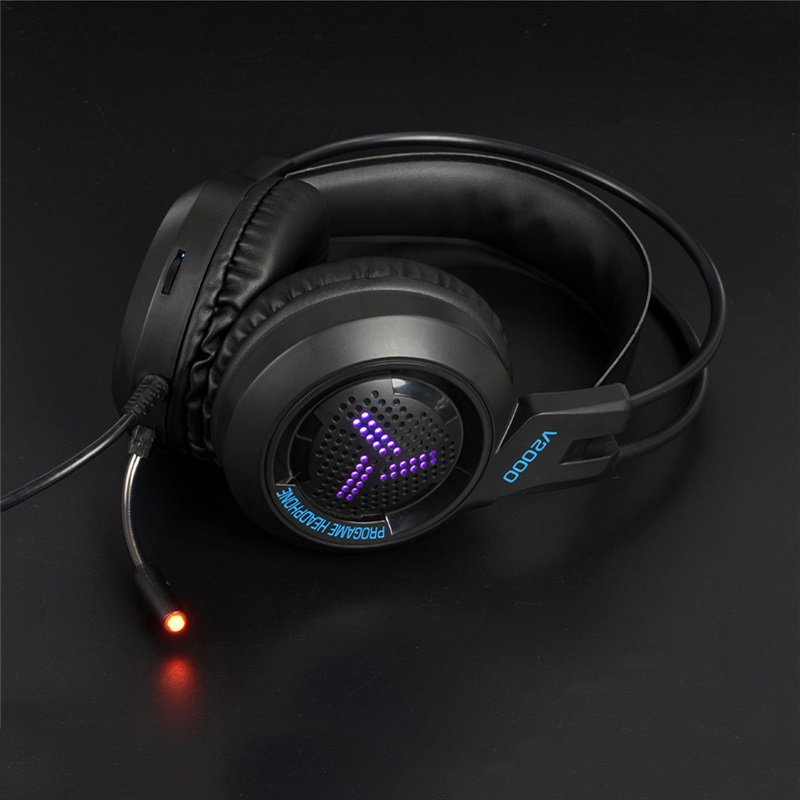 Pro Gaming Headset 7.1 RGB Mode LED Light with Microphone - V2000 - Black