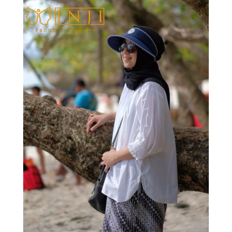 SALE TOPI muslimah by INJI sunprotektor pelindung matahari topi outdoor topi pantai