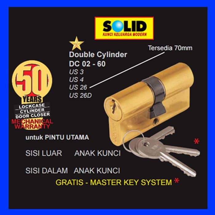 Keamanan rumah kunci murmer Silinder Kunci Solid DC 02-60 double cylinder MK US3