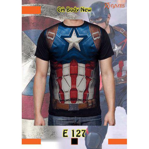 Kaos Baju Tshirt Superhero Captain America Body Big Size Jumbo Avengers XL Pria Laki Laki Rhymes