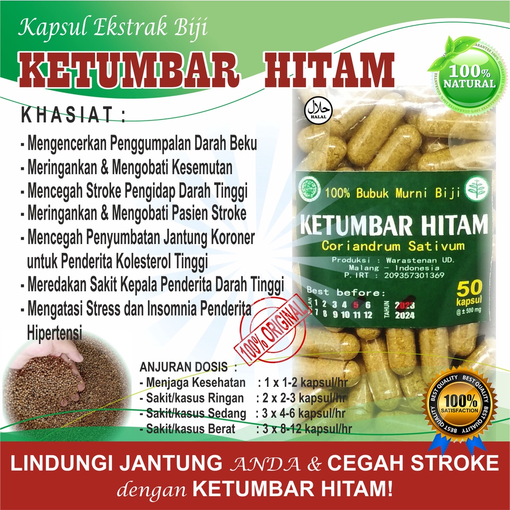 BIJI KETUMBAR HITAM 50 KAPSUL ✅ ATASI KESEMUTAN CEGAH STROKE &amp; PENYUMBATAN JANTUNG