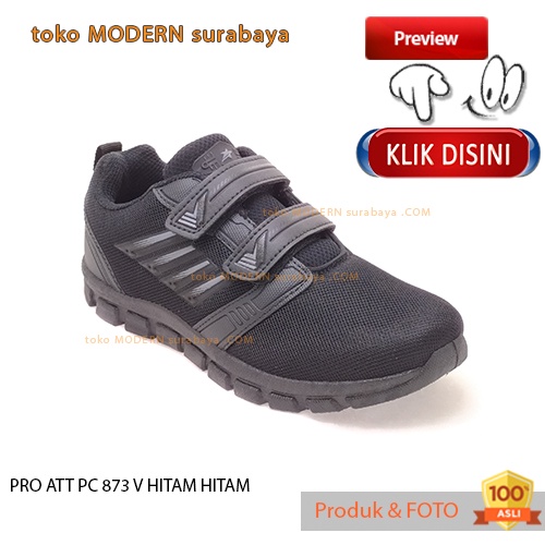 PRO ATT PC 873 V HITAM HITAM sepa sepatu sekolah anak perekat sneakers velcro