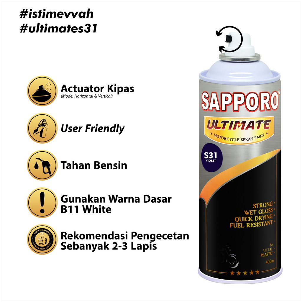 Sapporo Ultimate S31 Violet / Cat Spray Semprot Aerosol Terbaik