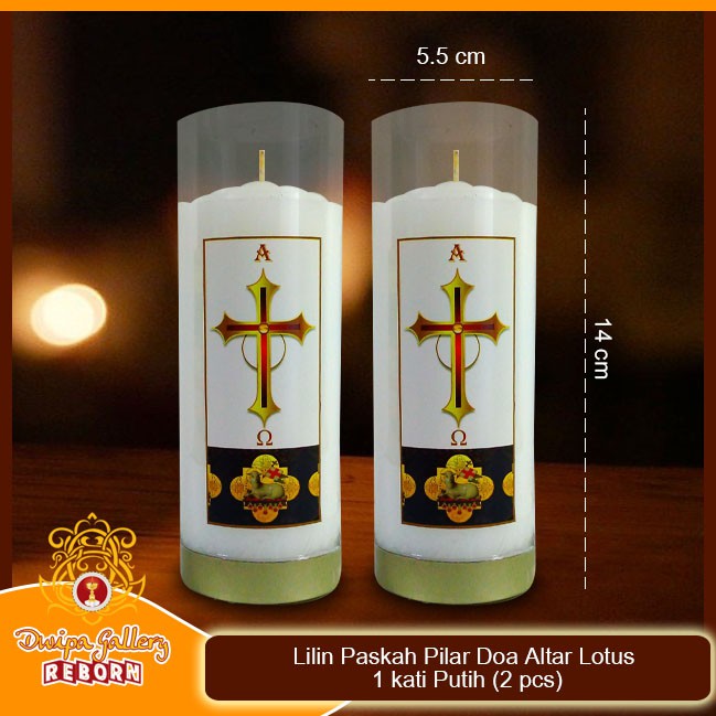 Lilin/Candle Puja Paskah Pilar Doa Altar Lotus 1 kati Putih (2 pcs)