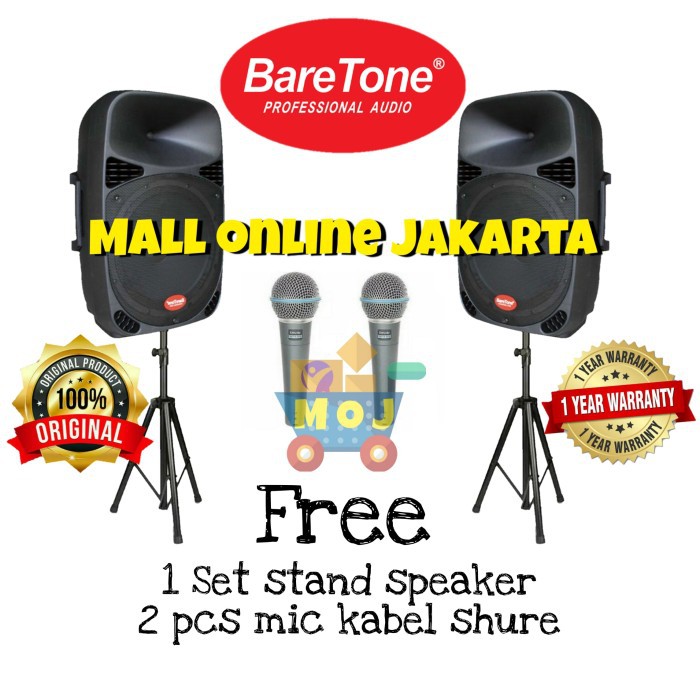 Paket Speaker aktif baretone 15 inch max15mb bluetooth Max 15MB