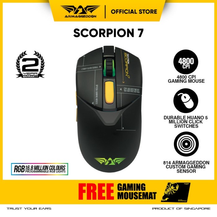 Armaggeddon Mouse Gaming Scorpion 5 4800 CPI - Garansi 2 Tahun - NO NAME, OLD VERSION
