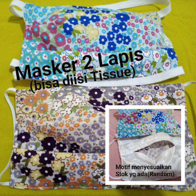 (tali hijab motif) masker kain 2ply bisa diisi tissue