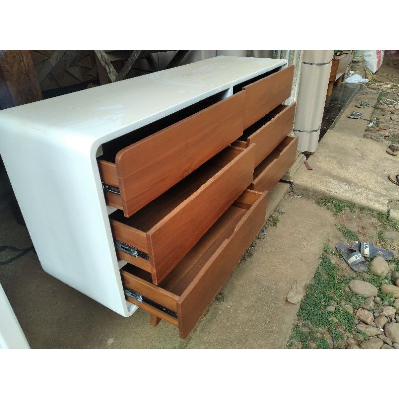 nakas retro laci 6 cat duco kombinasi matrial jati (custom)