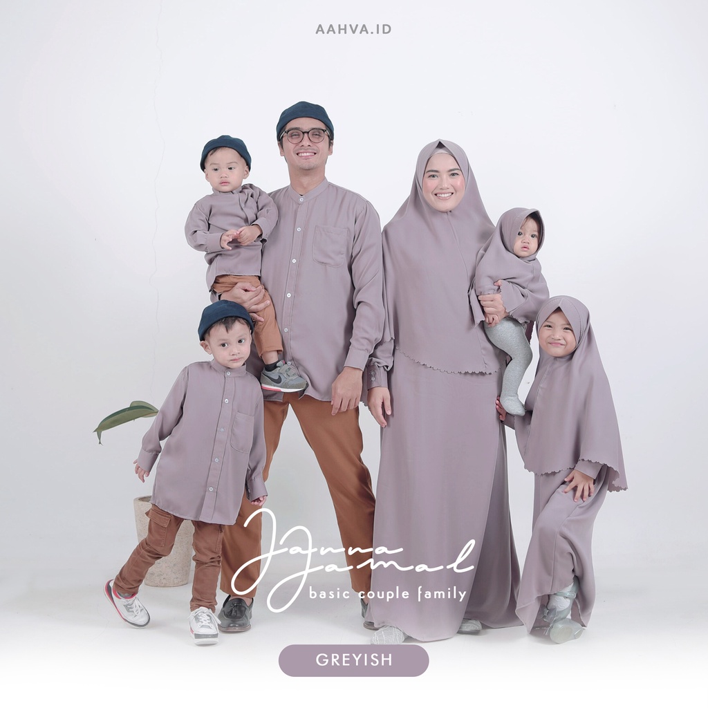 JANNA JAMAL GREYISH BY AAHVA | FAMILY SET | SARIMBIT | DAILY WEAR | DRESS | KEMEJA