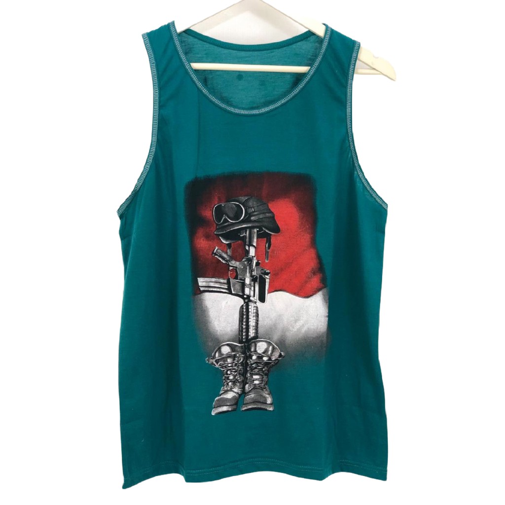 Kaos Singlet Pria Gambar Bendera Indonesia