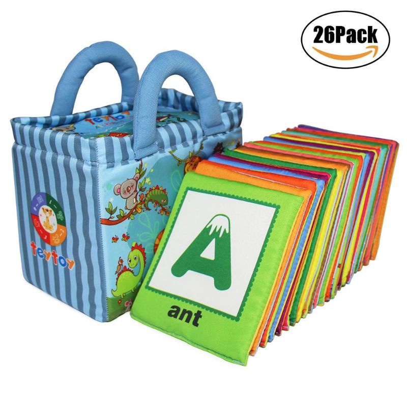 Mainan Edukasi Soft Book Flash Cards Kartu Pintar Buku Kain Kado Ulang Tahun Bayi Zoo Animal  Series Learning Educational Card 26pcs Soft Alphabet Flash Cards ABC with Cloth Bag Buku Bantal Hewan Kado Bayi Buku Bantal Anti Robek