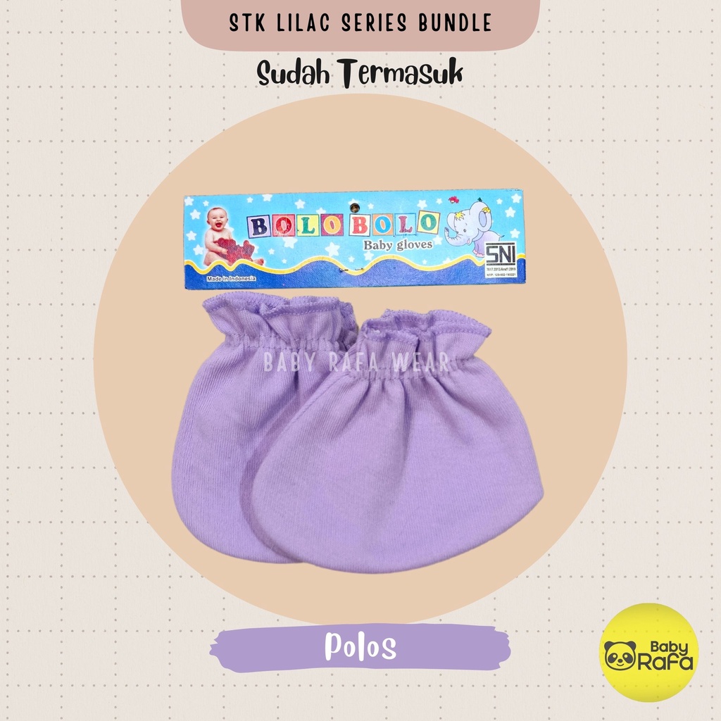 Serian Lilac - 3 pcs/set Sarung Tangan Bayi dan Kaos Kaki Bayi LILAC SERIES Merk SNI Bolo Bolo