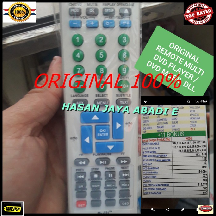 Unik HJ166 Remote remot joker original asli BEST SELLER CAR AUDIO DVD TV MO Terlaris