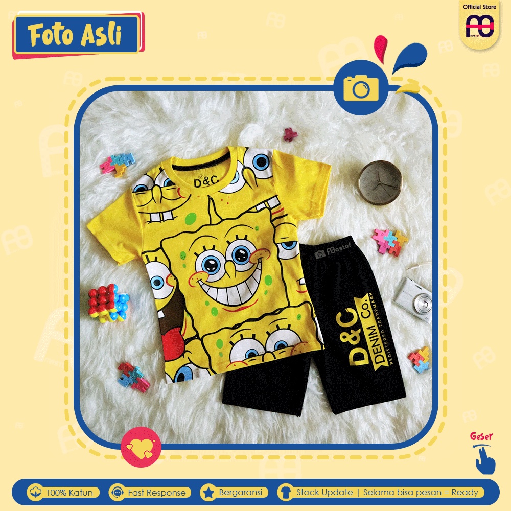 Setelan Anak Laki Laki Mastof D Series 1 - 11 Tahun Baju Anak Edisi Favorit-SPB Kuning