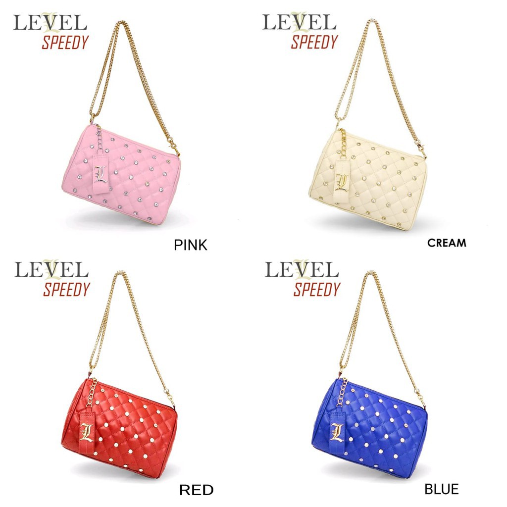 FASHIONSTOREKU TAS LEVEL SPEEDY STUD DIAMOND FASHION IMPORT BATAM WANITA SLING BAG SELEMPANG CLUTCH