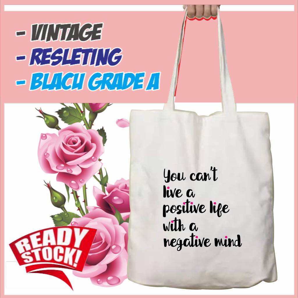 Ready Tote Bagbag Vintage positif aesthetic Resleting Custom Tote Bag