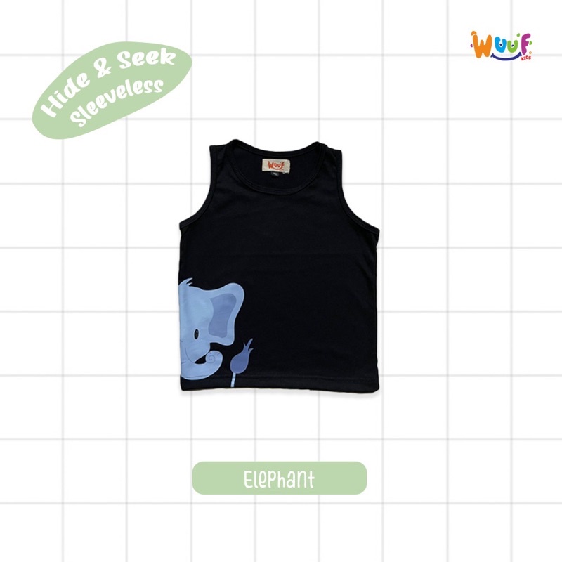 SLEEVELESS BABY/KIDS HIDE N SEEK WUUFKIDS /KAOS KUTUNG BAYI/ANAK 100% COTTON