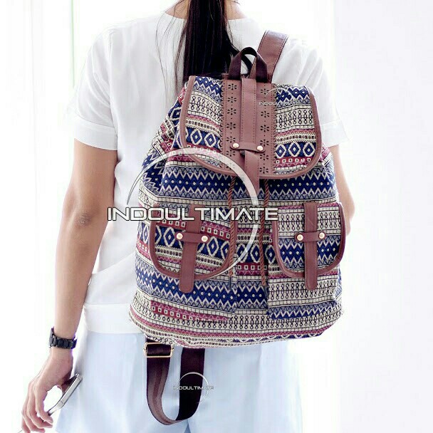 Tas Ransel Im Js-016-13 / Tas Tribal / Tas Batik / Tas Sekolah Anak / Backpack Ethnic / Tas Wanita