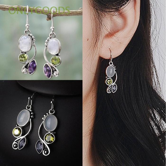 Dekor | Anting Gantung Model Moonstone Untuk Pesta Pernikahan / Pertunangan
