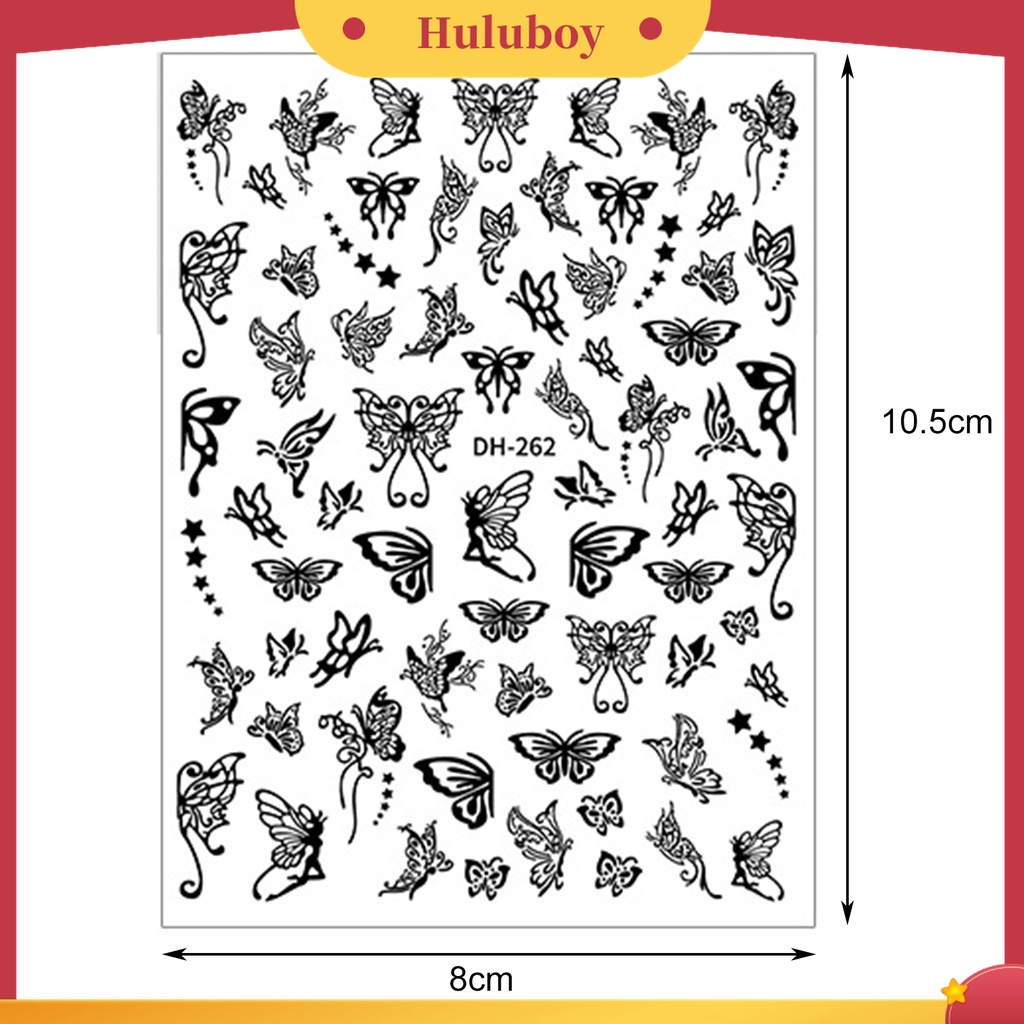 Huluboy Huluboy♡ Stiker Kuku Motif Kupu-Kupu Hollow Untuk Nail Art Wanita