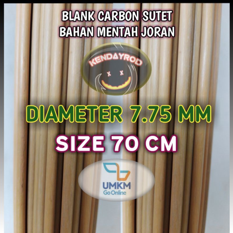 Carbon Sutet Bahan Mentah 7.75 mm - 70 cm